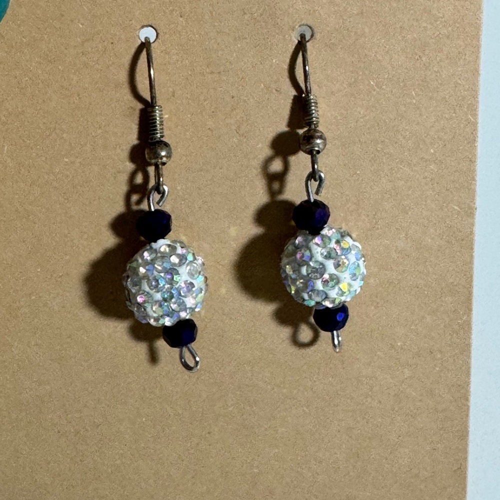 Elegant White and Silver Crystal Earrings